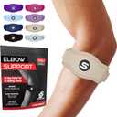 Sleeve Stars Tennis Elbow Brace for Men & Women, Elbow Brace for Tendonitis, Tennis Elbow Strap, Golfers Elbow Brace, Elbow Support Wrap for Tennis Elbow Relief, Fits 9"-23" (Single/Beige)