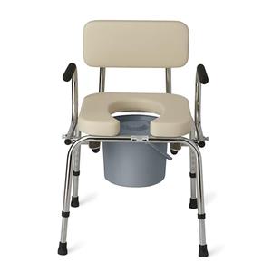 Medline Drop Arm Commode with Padded Seat and Backrest, Durable Toilet Chair for Adults and Seniors, Removable Pail, Splash Guard, Drop