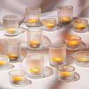 Hewory Glass Tealight Candle Holder: 24 Pcs Clear Tea Lights Votive Candle Holders for Table Centerpiece, Small Glass Tea Light Candleholders Bulk for Christmas Wedding Party Living Room Home Decor