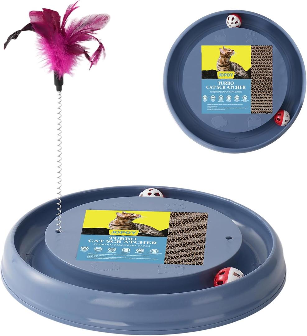Interactive Cat Ball Track Toy Cat Scratcher, Grey