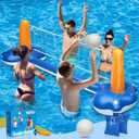 118" Pool Volleyball Set – Inflatable Volleyball Court with 2 Weight Bags, Upgraded PVC Ball & Pump – Fun Pool Games for Adults & Family | Summer Party Gift