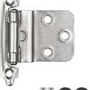 JQK 3/8 Inch Inset Cabinet Door Hinges Satin Nickel, 60 Pack 30 Pairs Flush Face Mount Cupboard Self-Closing Kitchen Cabinet Hardware Hinges with Door Bumper, CH201-SN-P60