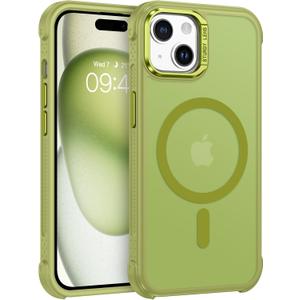 BENTOBEN Magnetic for iPhone 15 Case 2023 [Compatible with MagSafe] [16FT Military-Grade Protection] Matte Translucent Anti-slip Anti-yellow Hard Women Men Phone Cover for iPhone 15 6.1", Forest Green