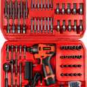 LLNDEI 1/4 Drive Socket Set 16V Brushless Impact Driver Kit, 108 PCS 6 point Metric Magnetic Nut Driver Set, including 1.5Ah Battery, Charger and a Self-Tapping Screws, Hex Drill Bits Can be Used