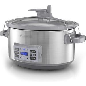 BLACK+DECKER 7-Quart Digital Slow Cooker, SCD7007SSD, Temperature Probe, Sous-Vide, Locking Lid, Removable Stoneware Crock