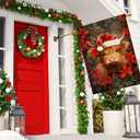 Christmas Highland Cow House Flag 28x40 Inch Double Sided Large Burlap Holiday Yard Flag, Outdoor Rustic Farmhouse Christmas Decor