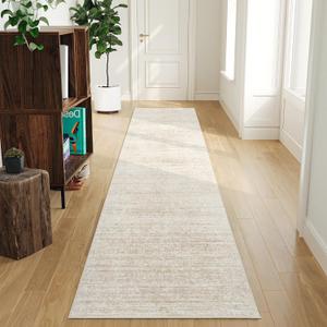 Art&Tuft Non-Slip Runner Rug - 2x6 Runner Rug Washable Low-Pile Rugs Runners, Soft Distressed Carpet Runner for Bedroom Bathroom Kitchen Laundry Living Room, Beige (2' x 6')