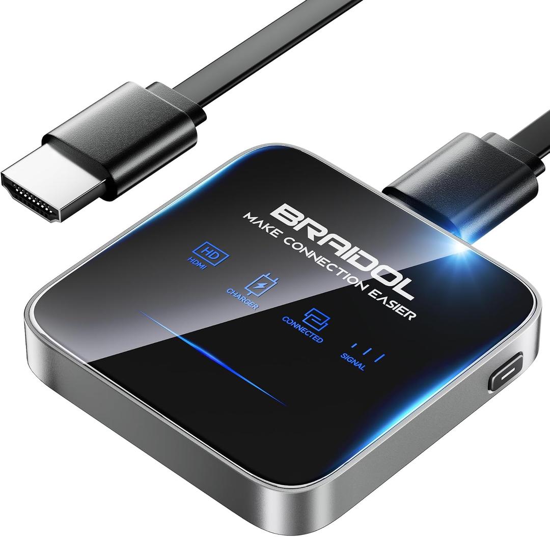 2027 Upgraded Wireless HDMI Display Dongle Adapter, Transmitter Streaming Media Video/Audio/File HDMI Wireless Extender from Smartphone,Laptop to HDTV/Projector/Monitor, Support Airplay DLNA (Black)