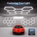 Hexagon Garage Lights: 245W 35 Pack 8 Grids LED Garage Lights - Easy Install 6500K Super Bright Honeycomb Light for Warehouse, Car Detailing Shop, Exhibition Hall, Gym