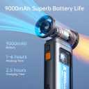 JISULIFE Portable Handheld Turbo Fan, 100 Speeds Adjustable Mini Personal Fan, 9000mAh USB Rechargeable Battery Operated, LED Display, Metal Shell with Accessories Gifts for Men Women Travel- Grey