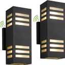 Outdoor Wall Lights, 2 Pack Dusk to Dawn Porch Light Waterproof, 13" Modern Outside Light Rectangular, Large Up Down Exterior Lighting Fixtures for Patio, Garage, Doorway, Black