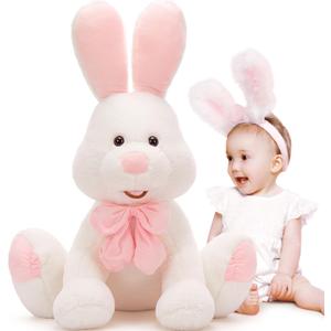 MorisMos Large Bunny Stuffed Animal 31.5'' Giant Stuffed Rabbit Toy for Kid Girl Boy,USADesigned White Big Rabbit Plush, Jumbo Bunny Gifts for Easter