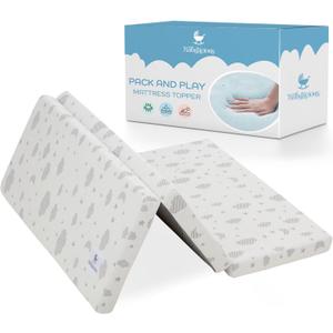 Babylicious Waterproof Pack and Play Mattress Topper | 38" x 26" x 1.5" | Trifold Style - Breathable Soft Plush Foam - Portable Mattress Topper- Baby Foam Mattresses for Babies