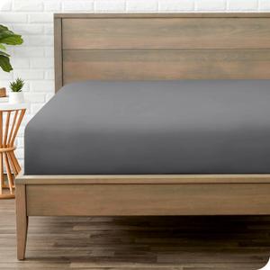 Bare Home Fitted Bottom Sheet California King Size - Premium 1800 Microfiber - Ultra-Soft Hotel Luxury - Deep Pocket - Durable and Long Lasting (California King, Grey)
