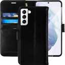 MONASAY Wallet Case Compatible for Galaxy S21 5G, 6.2 inch,[Screen Protector Included][RFID Blocking] Flip Folio Leather Cell Phone Cover with Credit Card Holder, Black
