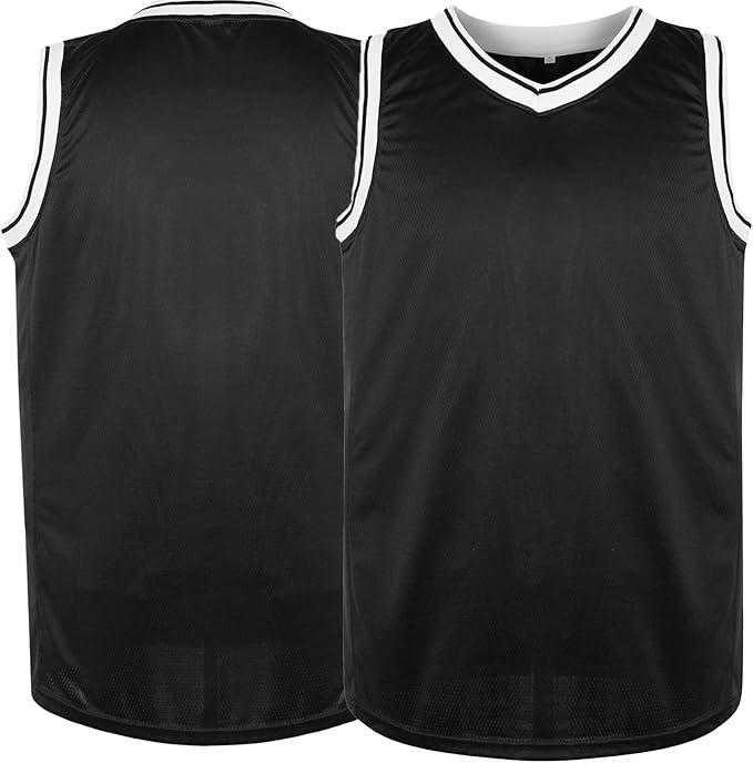 YWIES Plain Basketball Jersey, Blank Team Uniform, Hip Hop Hipster Short Sleeveless Active Shirts (Medium, White-black)
