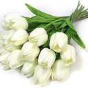 Sunnyskar 1Pcs Tulips Artificial Flowers PU Fake Flowers for Wedding Decoration Party Decoration L4Y0 - (Color: Milk White)