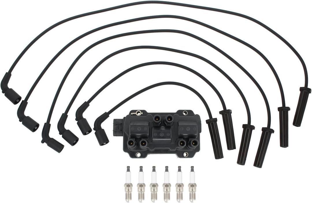 DriveFix Ignition Coil and Spark Plug Wires Set for Chevy Equinox Express Impala Malibu Silverado Uplander GMC Savana Sierra 1500 Buick Lucerne Terraza Pontiac G6 Torrent Saturn Vue 3.4 3.5 3.9 4.3