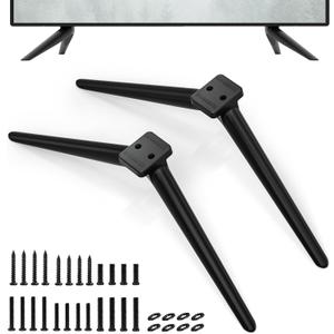 Dinghosen TV Stand Legs for TCL Roku TV, 65" Modern Black Metal, 1 Set, Supports Up to 200 lbs