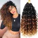 Pre twisted GoGo Curl Crohet Hair for Women 7 Packs Pre Looped Curly Crochet Hair 18 Inch Ocean Wave Braiding Hair Ombre Brown Braiding Hair 1B/30/27