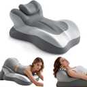 Ergonomic Reading Pillow, Memory Foam Wedge Pillow, Adjustable Neck Pillows, Multi-Positional Support Cushion for Stomach Sleepers and Sedentary, with Removable Washable Cover - Gray Middle