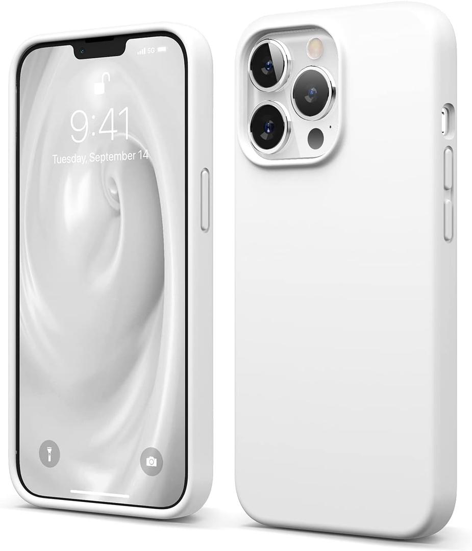 Elando Silicone Phone Case for iPhone Cases - Anti-Slip for White iPhone 13 Pro Max Case - Compatibility with Shockproof iPhone 13 Case Pro Max - Scratch Proof for iPhone 13 Pro Case Max - White Phone Cases