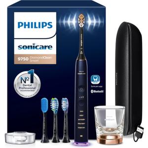 Philips Sonicare DiamondClean Smart 9750 Electric Toothbrush - Sonic Toothbrush with App, Pressure Sensor, 15 Brushing Settings, Replacement Reminder, USB Charging Travel Case, Lunar Blue, HX9954/74
