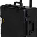 MEIJIA Portable All Weather Waterproof Hard Case, Camera Case with Customizable Fit Foam And Rolling Wheels, 24.8"X23.7"X13.17",Elegant Black