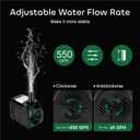 GROWNEER 550GPH Submersible Pump 30W Ultra Quiet Fountain Water Pump, 2000L/H, with 7.2ft High Lift, 3 Nozzles, 4.9 Feet Tubing for Aquarium, Fish Tank, Pond, Hydroponics, Statuary