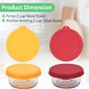 2 Cup Round Silicone Storage Cover Lids Replacement for Anchor Hocking and Pyrex 7200-PC Glass Bowls (Container not Included) (Red & Orange) 4 Pack