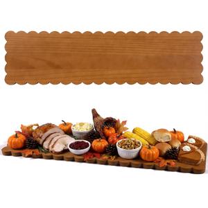 1 Pcs Large Long Charcuterie Board Scalloped 36 x 10 Inch Acacia Extra Large Wood Serving Tray Rectangular Serving Board for Appetizers Cheese Food Kitchen Platter New Home Housewarming Gift