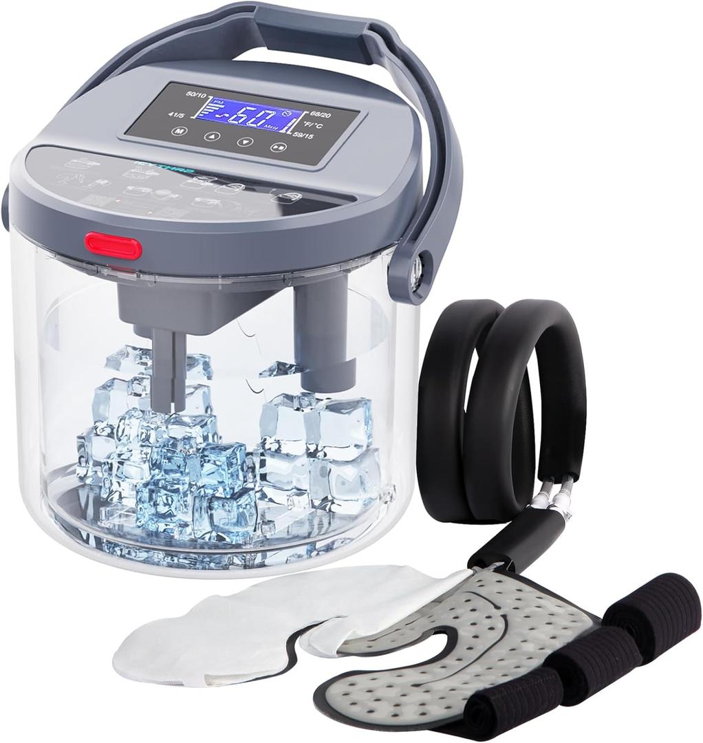 Cold Therapy Machine with Programmable Timer, Ice-Machine-for-Knee-After-Surgery, Knee Replacement Recovery Equipment, Cryotherapy Pain Relief w/Compression Pad for Shoulder, Ankle (Gray)