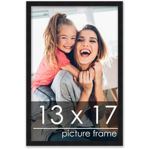 Poster Palooza 13x17 Frame Black Solid Wood Picture Frame | 0.75 Inch Moulding Width | Includes UV Acrylic Plexiglass, Foam Board Backing & Hanging Hardware