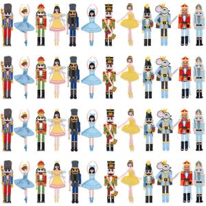 Hotop 48 Pcs Christmas Nutcracker Iron on Patches Ballet Dancer Sew on Embroidered Blue Nutcracker Applique Repair Patch Soldier Mouse Figures Patches for Xmas Hat Backpack DIY Craft