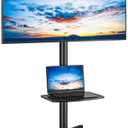 Rfiver Mobile TV Stand for 23-65 Inch Flat/Curved TVs up to 88 lbs Black | Rolling TV Stand with Adjustable Shelf & Tilt, Portable Floor Stand on Wheels for Bedroom, Living Room, Max VESA 400x400mm