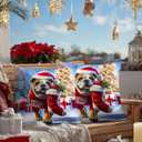 HOMETITUTE 18x18 Inch Set of 2 Merry Christmas Throw Pillow Covers Soft Decorative Bulldog Cushion Covers Holiday Winter Pillow Cases Rustic Farmhouse Decor for Sofa Couch Bed Living Room