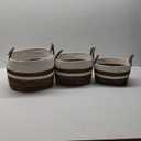 HD Small-Large Fabric Rope Basket Set of 3, Natural and White