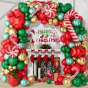 Christmas Balloon Arch Kit, 150Pcs Red Green Gold Balloon Garland with Candy Cane Balloons Red Star Balloons for Christmas Party Decorations, Xmas Decorations for Indoors