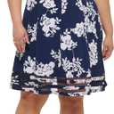 Jessica Howard Womens Plus Style Fit and Flare Elbow Sleeve Knit (18W, Navy/Ivory)