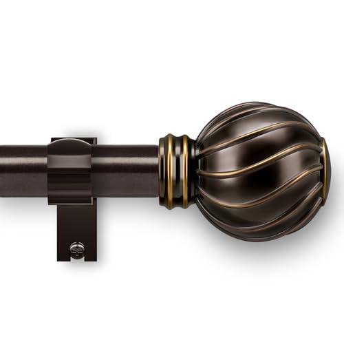 Brown Curtain Rods for Windows 72 to 144 Inch 7/8" Diamete Heavy Duty Adjustable Window Curtain Rod with Decorative Finials for Farmhouse Bedroom Living Room Kitchen Outdoor