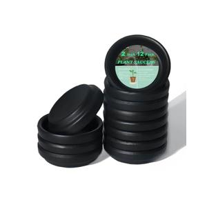 vensovo 2 Inch Black Terracotta Plant Saucer Pots Tray - 12 pcs Mini Planter Saucers for Indoor & Outdoor Plants, Small Clay Trays Perfect for 1 Inch 1.5Inch Flower Pot