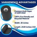 Vanhench 36" x 2520" (210') Black Wrapping Paper, Art Construction Paper for Gifts, Birthday, Bouquet Flower & Poster Bulletin Board, 80GSM (55lb)