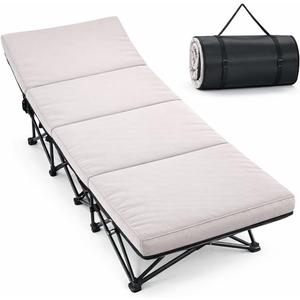 ABORON XXL Camping Cot with 2in Memory Foam Mattress, 900LBS Heavy Duty Sleeping Cot for Adults, Extra Wide Sleeping Cot, 1200D Double Layer Oxford Cot for Camping, Guest, Office Nap, 78"L x 32"W x 18"H