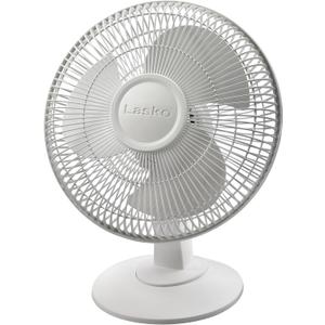 Lasko 12" Oscillating Table Fan for Home, Offices, Bedrooms, Living Rooms, 3-Speeds, Widespread Oscillation, Tilt-Back Fan Head, Portable, White, 2012