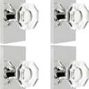 SHINY HANDLES Octagon Crystal Glass Half Dummy Door Knob Polished Chrome, No-Turning Bifold and Closet Door Knobs,4 Pack