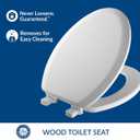 Mayfair Cameron White Toilet Seat, Non Slip Heavy Duty Wood, Easy Clean, Made in USA, Elongated