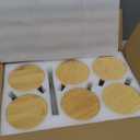 LANDNEOO 6 Pack 14oz Vintage Glass Coffee Mugs with Bamboo Lids and Spoons, Green Embossed Drinking Glasses for Iced Coffee, Tea, Latte