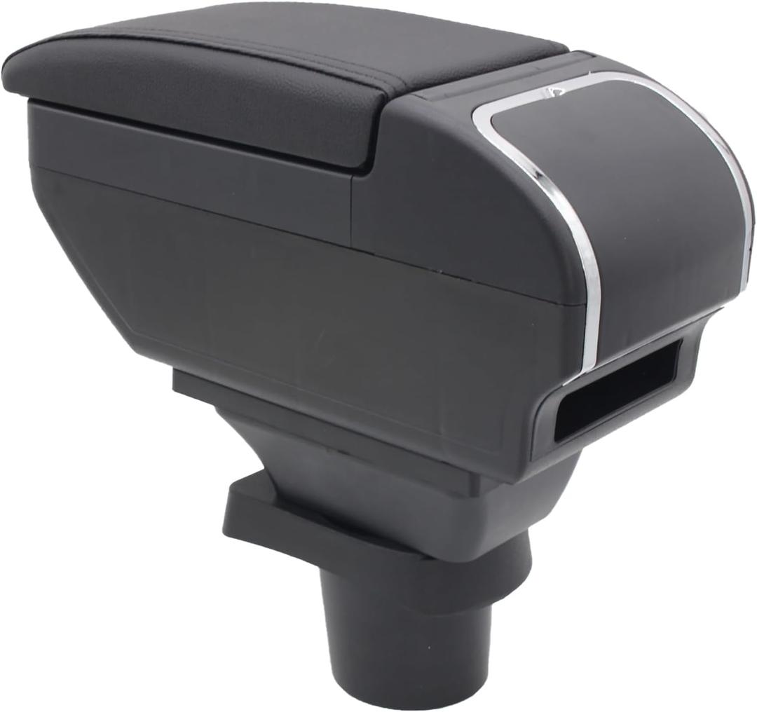YJYWZH Armrest Box for Toyota Yaris Vitz 2006-2011 Center Storage Box Hand Interior Centre Consoles with Cup Holder Arm Rest Double-Layer Accessories (Black with Black Thread)