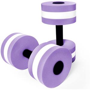 Timoo Aquatic Dumbells Set of 2 Water Dumbbells for Water Aerobics Water Weights for Pool Exercise Set High-Density EVA-Foam Pool Dumbbells, Cyan (Purple)