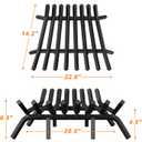 Jusgym Fireplace Grate 24 Inch with 8 Support Legs, Solid Steel Heavy Duty Fireplace Log Holder with Fire Log Tongs & Fire Poker, Fireplace Log Grate for Indoor Fireplace and Outdoor In-ground Firepit